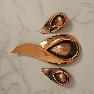 VINTAGE Matisse Renoir Copper Set Brooch/Earrings Mid Century Modern 1950s